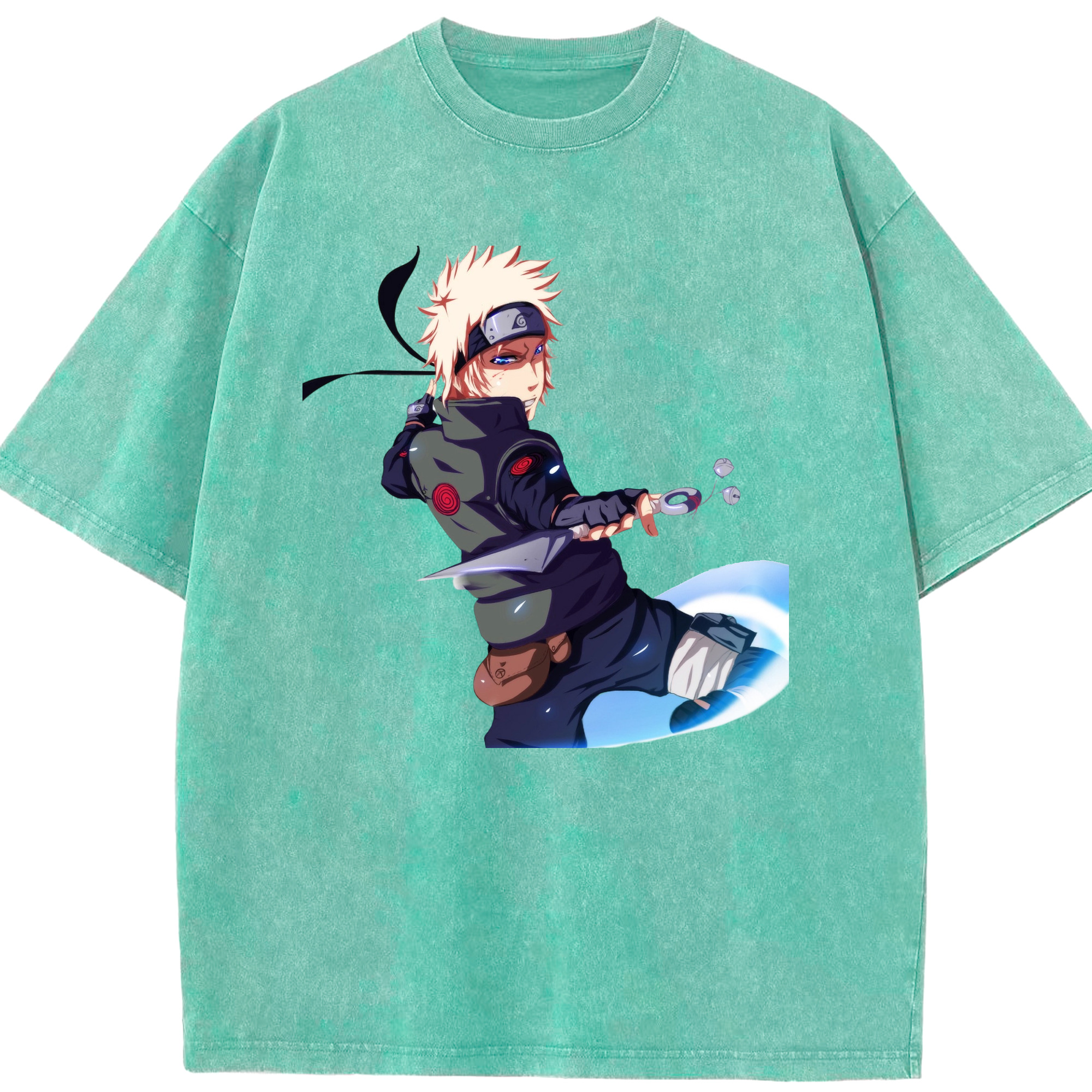 （画像用） NARUTO -ナルト- 波風 ミナト Namikaze Minato 綿100% ヴィンテージ風 半袖Tシャツ（フロントプリント）